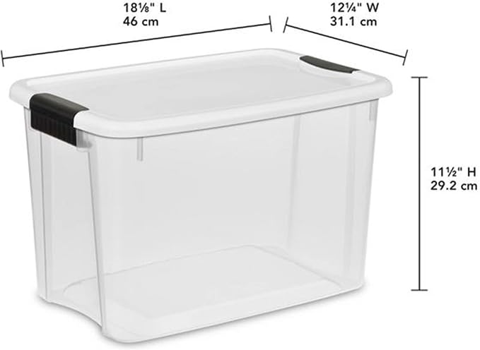 Sterilite Ultra Latch Box with Lids for Home and Office, 30 Quart, 24-Pack | Heavy-Duty and Stackable Plastic Containers with Latches for Closet, Cabinet, Bedroom, Bathroom and Dorm Room Organization