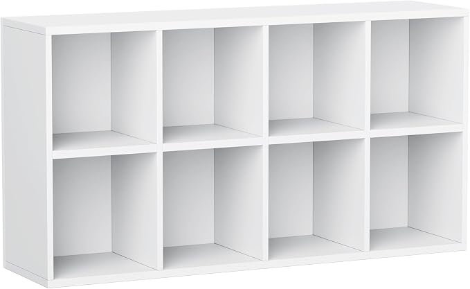 YESHOMY 8 Cube Bookcase, Open Frame 2-Tier Book Shelf, Bookshelf Storage Organizer with Adjustable Shelves for Organization, Room Decor, Milk White