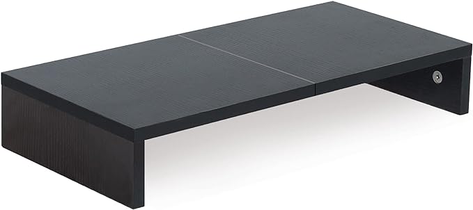 TEAMIX 20 Inch Monitor Stand Riser for Desk, Wood Computer Stand, Black | Fits Laptop, Printer, TV, PC Tower, Full Keyboard Storage Underneath, Ergonomic, Desk Organizer for Home Office, Gaming Setup