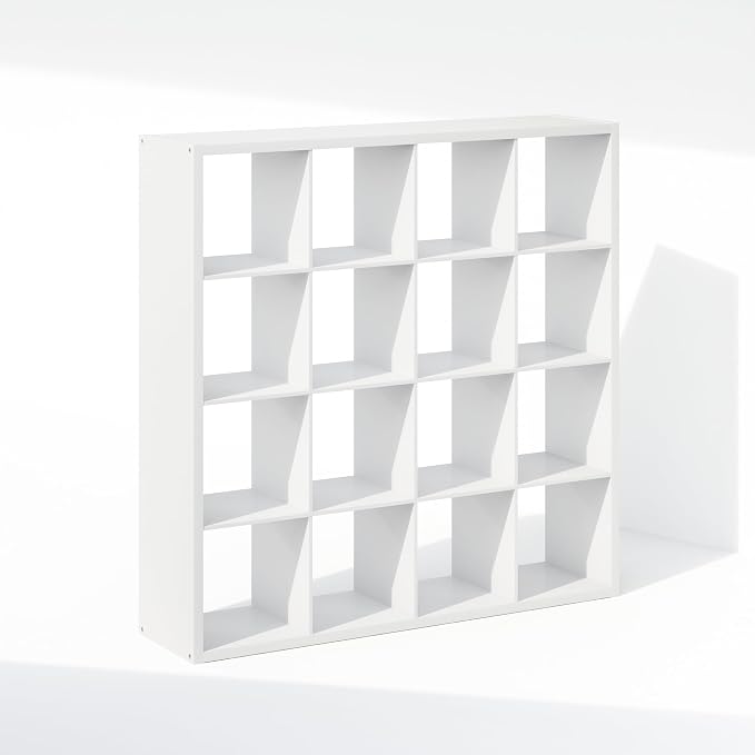 Furinno Cubic Extra Thick 16-Cube Closet Organizers and Storage, White | 14.6 x 58 x 58 in, Open Shelf Closet Storage, Closet Organizer, for Wardrobe, Bedroom, Living Room