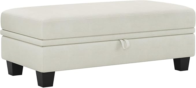 Belffin 45.9" Storage Ottoman Bench Oversized Ottoman for Footrest Upholstered Entryway Bench with Seating for Bedroom, Living Room. Beige