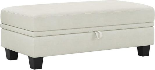 Belffin 45.9" Storage Ottoman Bench Oversized Ottoman for Footrest Upholstered Entryway Bench with Seating for Bedroom, Living Room. Beige