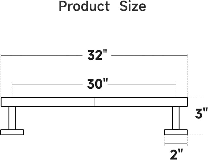 USHOWER Matte Black Bath Towel Bar, 30-Inch Towel Racks for Bathroom | Thicken SUS304 Stainless Steel Towel Rod, Towel Holder Wall-Mounted, Modern Home Decor (Total Length 32-Inch)