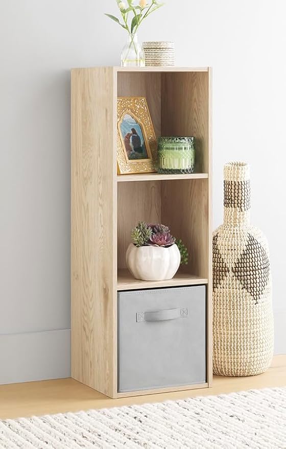 Whitmor Bookcase Storage Organizer, 3 Tier Stackable MDF Bookshelf, Open Storage Display Shelf