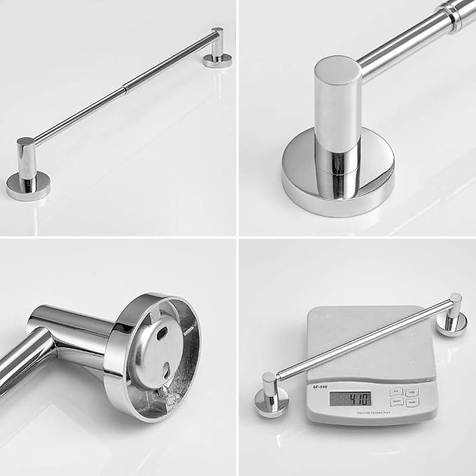 BESy Adjustable Towel Bar Towel Racks for Bathroom Rod Wall Mounted Chrome | Adjust 15" to 26" Rustproof, Stainless Steel Towel Holder, Wall Mounted for Bathroom Accessories, Heavy Duty, Space Saving