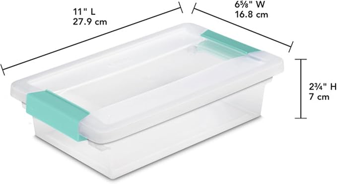 Sterilite Clip Box, Stackable Clear Plastic Bins- Small, 18-Pack | Storage Containers with Latching Lids for Writing, Arts or Crafts Supplies - Home, Office, Classroom & Workshop Organization