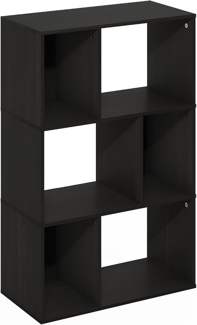 Furinno DALY Book Shelf, 6-Cube Bookshelf, Cube Storage Organizer Bookcase with Irregular Compartments, 11.7 x 23.6 x 36.8, for Living Room, Bedroom, Home Office, Espresso