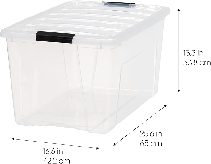 IRIS USA 2-Pack 72 Quart Storage Bins with Lids | Transparent design makes contents easy to find. Perfect for moving, blankets, clothing, and garage storage. Nestable design