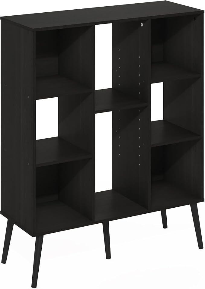 Furinno Claude Mid Century Style Book Shelf, 8-Cube Bookshelf, Cube Storage Organizer Bookcase with Wood Legs, 10.9 x 31.5 x 39.3, for Living Room, Bedroom, Home Office, Espresso
