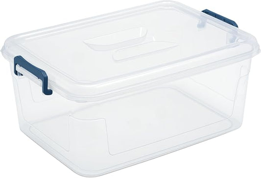 Plastic Storage Bins with Lids, Clear Stackable Storage Containers - 21 Qt
