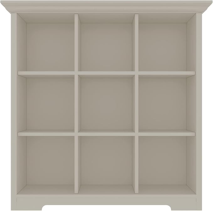 OSCHF 9-Cube Open Bookcase with Base, 3-Tier Wooden Bookshelf, White | Curved Base, Crown Molding, Fits 11×11" Bins, Modern Storage Cabinet for Living Room, Bedroom, Home Office
