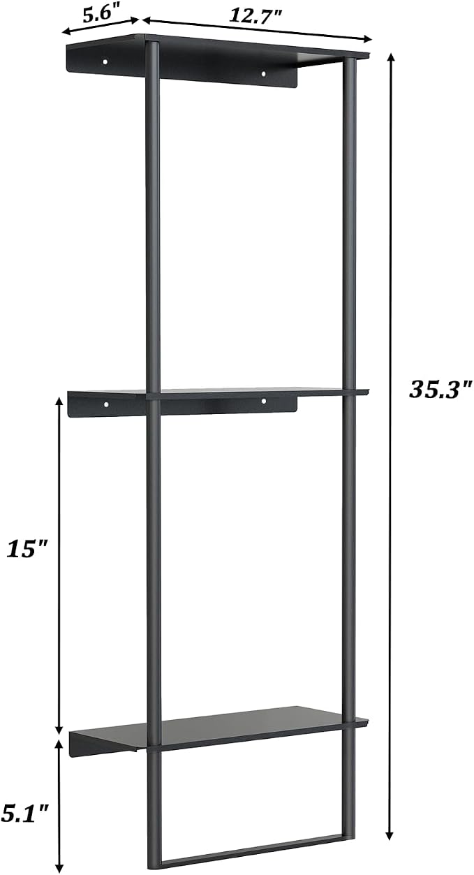 Bethom Towel Racks for Bathroom, 3Tier Towel Storage Organizer, Matte Black | Towel Rack for Bathroom with Shelf & Towel Bar, SUS304 Stainless Steel Rustproof, Easy to Install, Keeps Towels Tidy