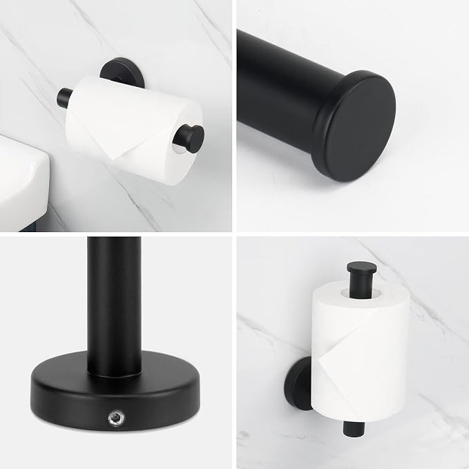 NearMoon Bathroom Hardware Set SUS 304 Thicken Stainless Steel-Towel Bar Set Include 16" Towel Rod, Toilet Paper Holder, Multifunctional Hooks Bathroom Accessories (Matte Black, 5 Pcs)