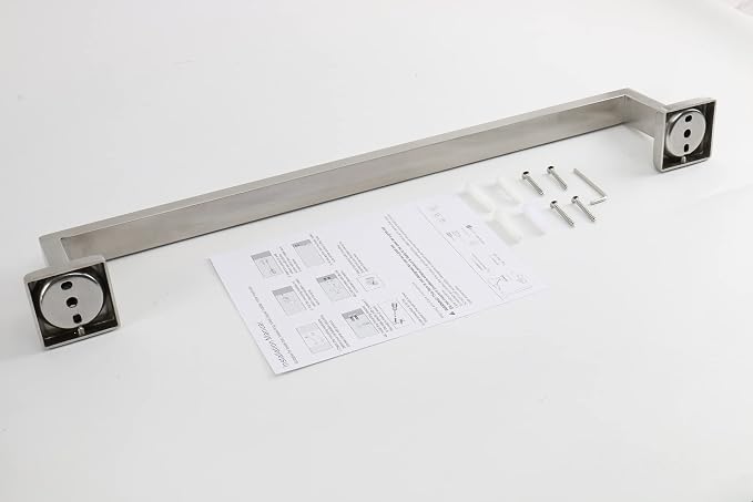 TocTen Bath Towel Rack - Square Base Thicken SUS304 Stainless Steel Towel Bar for Bathroom, Bathroom Accessories Towel Rod Heavy Duty Wall Mounted Towel Holder. (Brushed Nickel, 20)