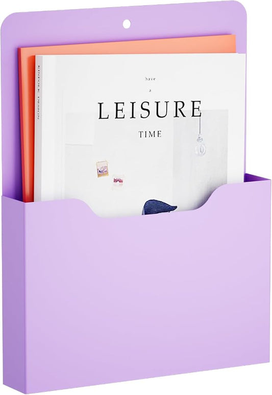 Marbrasse Magnetic File Holder - Magnetic Paper Holder, Pocket Organizer Office Supplies Storage Mail Organizer for Notebooks,Planners,Letter (Purple)