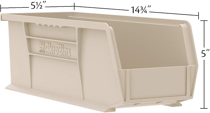 Akro-Mils 30234 AkroBins Plastic Storage Bins, 15"x5"x5", Clear, 12-Pack