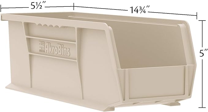 Akro-Mils 30234 AkroBins Plastic Storage Bins, 15"x5"x5", Green, 12-Pack | Space-Saving Stackable Bins for Garage, Pantry, Craft Organization