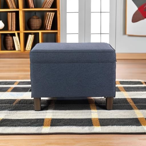 Spatial Order Home Decor | Dinah Collection Modern Storage Ottoman | Ottoman with Storage for Living Room & Bedroom (Navy)