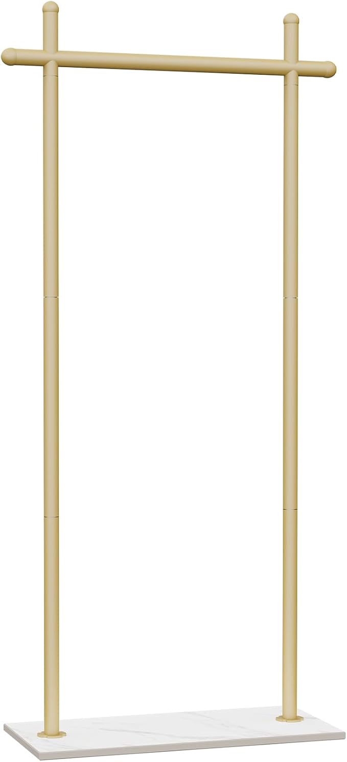 Coat Racks Freestanding with Natural Rock Base,68.9in,Gold,Large | Garment Racks with Anti Slip Knots for Outerwear,Clothes Stands with Strong Load-Bearing,Metal Clothing Trees for Hats