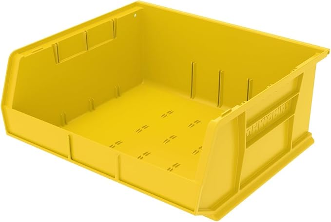 Akro-Mils 30250 AkroBins Plastic Storage Bins, 15"x16"x7", Yellow, 6-Pack | Space-Saving Stackable Bins for Garage, Pantry, Craft Organization