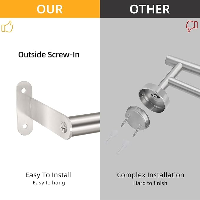 MKO Towel Bar for Bathroom Wall, 16 Inch Towel Rod Rack, Brushed Nickel | Heavy Duty Stainless Steel, Towel Racks for Bathroom, Wall Mounted, Hand Towel Holder