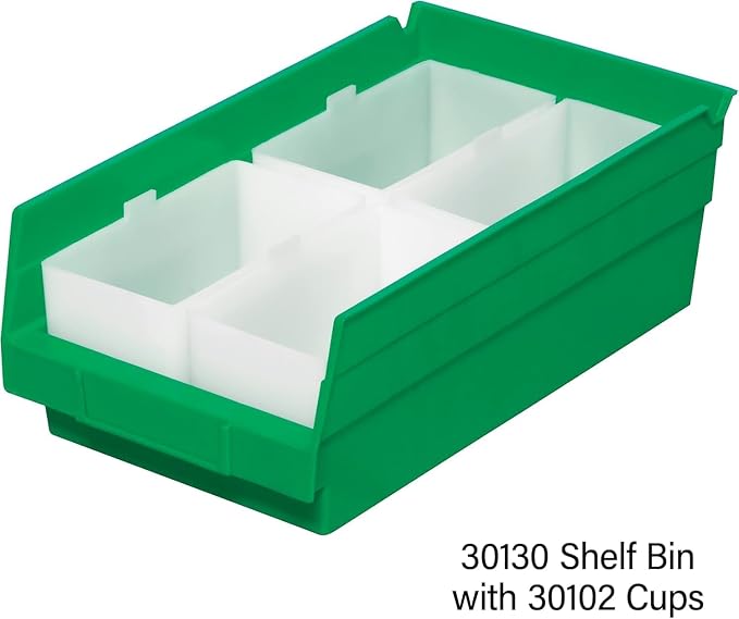 Akro-Mils 30130 Heavy Duty Plastic Shelf Bins, 12"x 6.5"x 4", Green, 12-Pk | Heavy Duty Nesting Storage Bins for Garage, Closet, Refrigerator, Kitchen, Cabinet, Drawer Organization, Pantry Organization