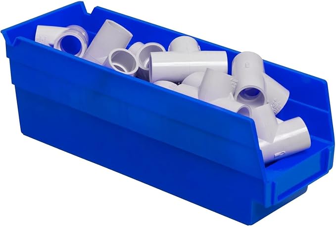Akro-Mils 30120 Heavy Duty Plastic Shelf Bins, 12"x 4"x 4", Blue, 24-Pack | Heavy Duty Nesting Storage Bins for Garage, Closet, Refrigerator, Kitchen, Cabinet, Drawer Organization, Pantry Organization