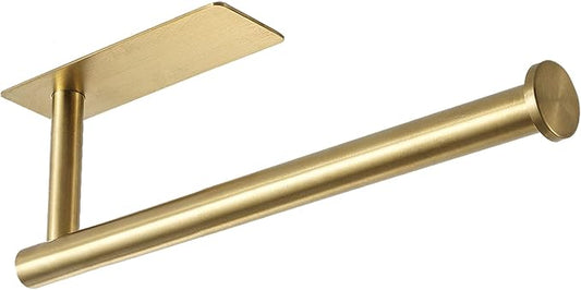 theaoo Under Cabinet Paper Towel Holder for Kitchen, Adhesive, Gold | Wall Mounted Paper Towel Roll Rack for Bathroom or Kitchen, SUS304 Stainless Steel, Self-Adhesive or Screw Installation