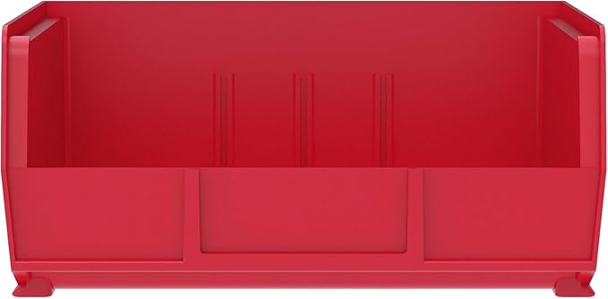 Akro-Mils 30235 AkroBins Plastic Storage Bins, 11"x11"x5", Red, 6-Pack | Space-Saving Stackable Bins for Garage, Pantry, Craft Organization