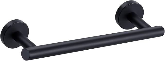 Nolimas Matte Black Bath Hand Towel Bar Single Bars Towel Rack Rod Classic Wall Mounted Stainless Steel Bathroom Towel Bar Toilet Kitchen Towel Shelf Single Layer,12inch