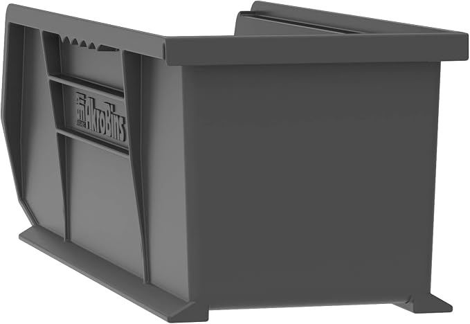 Akro-Mils 30234 AkroBins Plastic Storage Bins, 15"x5"x5", Black, 12-Pack | Space-Saving Stackable Bins for Garage, Pantry, Craft Organization