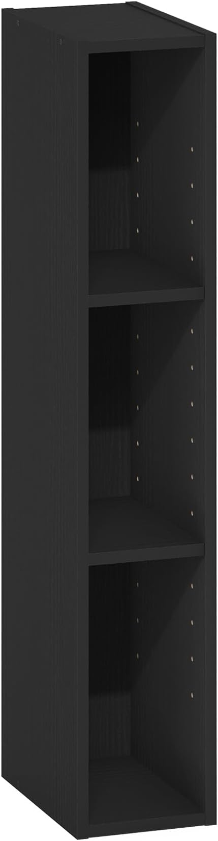 Furinno Fulda Book Shelf, 3-Tier Narrow Bookshelf, Bookcase with 6-in Width Storage Shelf, 9.3 x 5.9 x 31.5, for Living Room, Bedroom, Home Office, Blackwood