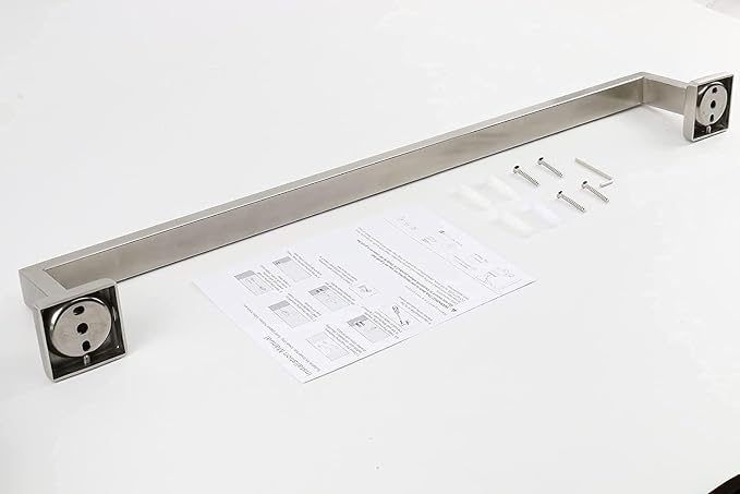 TocTen Bath Towel Rack - Square Base Thicken SUS304 Stainless Steel Towel Bar for Bathroom, Bathroom Accessories Towel Rod Heavy Duty Wall Mounted Towel Holder. (Brushed Nickel, 30)