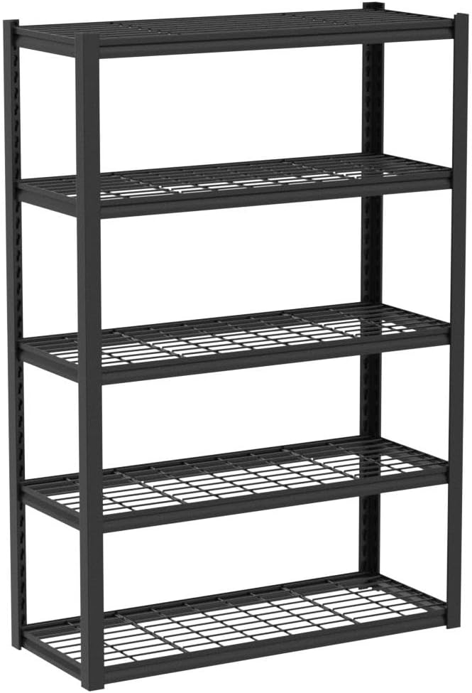 REIBII 2 Pack Garage Shelving 3200 LBS Load Space Saving Storage Shelves | Adjustable Metal Shelving, Industrial Heavy Duty Design, 5-Tier Utility Rack for Warehouse, School, 36" W x 16" D x 72" H