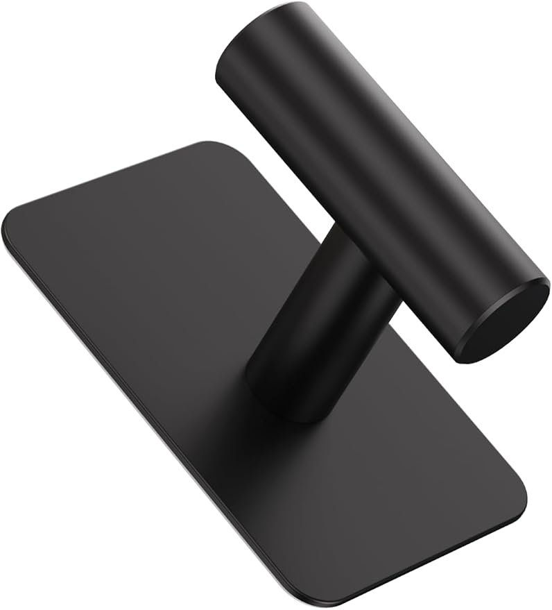 Heavy Duty Adhesive Hooks - 26lb Max, Sticky Wall Hooks Waterproof Stainless Steel for Hanging Towel, Coat, Robe, Towel Hooks Stick on Bathroom, Kitchen, Shower, Door (Black, 2 Pack)