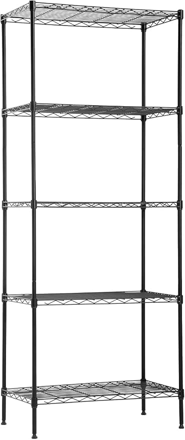 FDW | 5-Tier Wire Shelf | 24" x 14" x 60" | Black | Storage Shelves with Adjustable Racks, Holds upto 750 lbs | Rust-Resistant, No-Tool Assembly | For Home, Garage