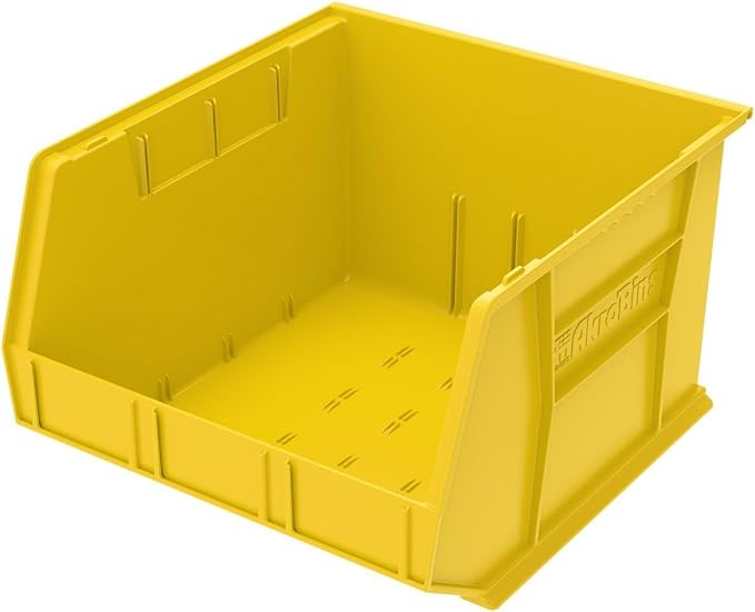Akro-Mils 30270 AkroBins Plastic Storage Bins, 18"x16"x11", Yellow, 3-Pack | Space-Saving Stackable Bins for Garage, Pantry, Craft Organization