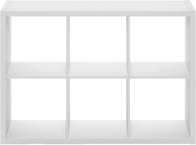 Furinno CUBICLE 6-Cube Book Shelf, Extra Thick Frame Bookshelf, White | 14.6" x 44" x 30", Horizontally & Vertically Reversible Bookcase with Open Back, for Living Room, Bedroom, Home Office