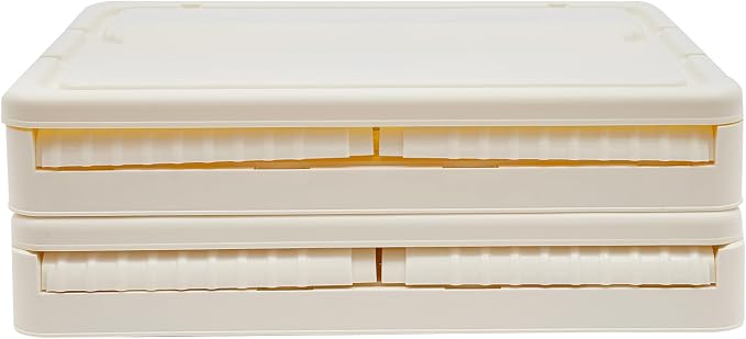 Yykniey Foldable Storage Bins with Wheels, 2 Pack Stackable Collapsible Storage Box Organizer for Closet Bedroom Living Room, Cream White