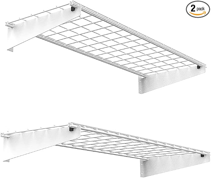 Wallmaster 2-Pack 15x45 Heavy Duty Garage Wall Shelving 45-inch-by-15-inch Wall Mount Garage Storage Rack Floating Shelves Max Load 400lb White