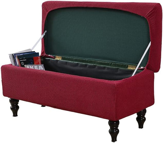 FUANGUI Ottoman Cover Slipcovers Rectangular Folding Stretch | Storage Bench Footrest Sofa Stool Covers Footstool Protector with Elastic Bottom, Removable Washable,Large