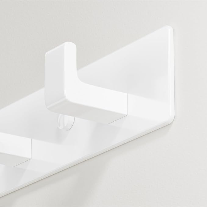 White Coat Rack Wall Mount - 12.5" Rail with 4 Right-Angle Hooks(1 Pack) | Drill-Mounted Organizer for Coats, Hats, Bags in Entryway, Bathroom, Bedroom