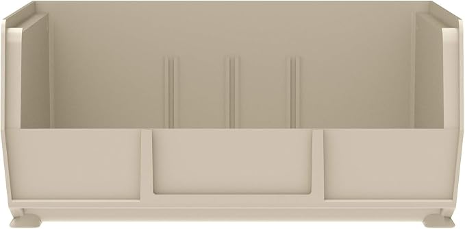 Akro-Mils 30235 AkroBins Plastic Storage Bins, 11"x11"x5", Stone, 6-Pack | Space-Saving Stackable Bins for Garage, Pantry, Craft Organization