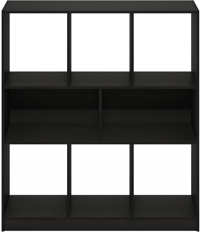 Furinno DALY Book Shelf, 8-Cube Bookshelf, Horizontal Cube Storage Organizer Bookcase, 10.9 x 35.4 x 39.4, for Living Room, Bedroom, Home Office, Espresso