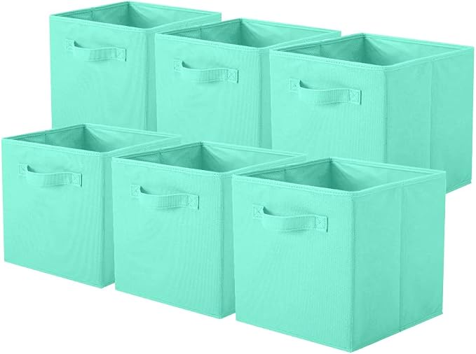 ShellKingdom Storage Bins, Foldable Fabric Storage Cubes And Cloth Storage | Storage Organizer For Closet And Toys, 10.5x10.5x11 INCH, 6 Pack (Mint Green)