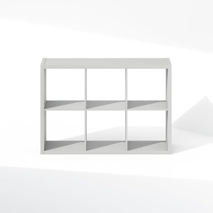 Furinno Cubic Extra Thick 6-Cube Closet Organizers and Storage, Light Grey | 14.6 x 30 x 44 in, Open Shelf Closet Storage, Closet Organizer, for Wardrobe, Bedroom, Living Room