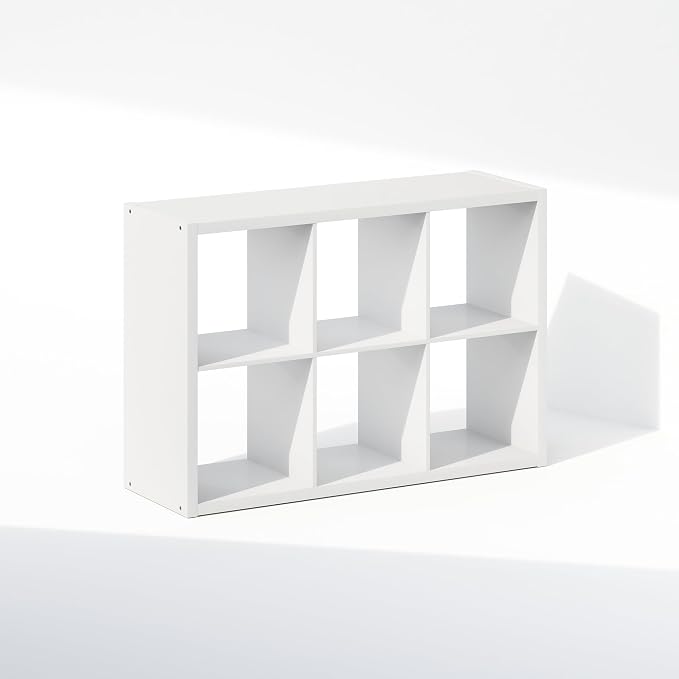 Furinno Cubic Extra Thick 6-Cube Closet Organizers and Storage, White | 14.6 x 30 x 44 in, Open Shelf Closet Storage, Closet Organizer, for Wardrobe, Bedroom, Living Room