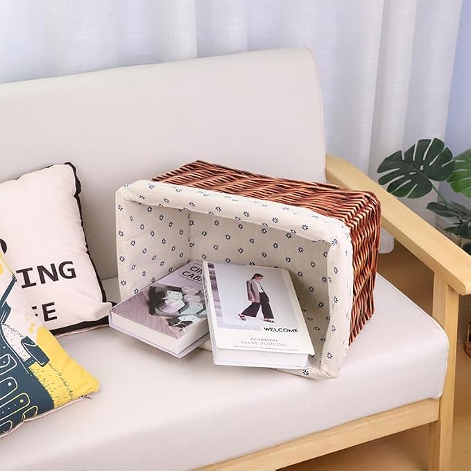 Wicker with lining storage basket, suitable for shelves, kitchen, bathroom. (Medium)