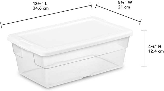 Sterilite 48-Pack 6 Quart Storage Box, Stackable Clear Plastic Bins with Snap-On Lids – Heavy-Duty Organizing Containers for Closet, Bathroom & Office