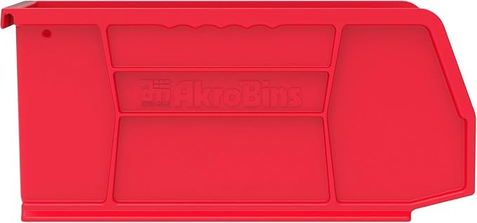 Akro-Mils 30230 AkroBins Plastic Storage Bins, 11"x5"x5", Red, 12-Pack | Space-Saving Stackable Bins for Garage, Pantry, Craft Organization